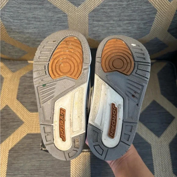 Jordan White and Blue Sneakers with Padded Tongue and Textured Upper - Picture 3 of 3